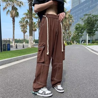 DaDuHey🔥 Mechanical Style Fashionable All-Match Loose Straight Casual Pants Mens 2023 Summer New American Multi-Pocket Cargo Pants