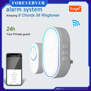 Tuya Wifi Doorbell Alarm System อัจฉริยะไร้สาย Strobe Siren Compatible 433MHz เครื่องตรวจจับไร้สายโทรศัพท์มือถือ Real time Monitoring fore