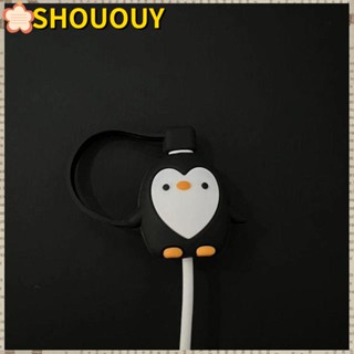 Shououy ตัวถนอมสายชาร์จ สาย USB ซิลิโคน รูปเพนกวิน กันฝุ่น