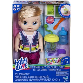 Baby Alive ช้อนหวาน ตุ๊กตาเด็กผู้ชาย สีบลอนด์ e0635 IN4J