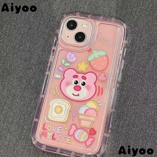 เคสโทรศัพท์มือถือ แบบใส ลายหมีสตรอเบอร์รี่น่ารัก สีชมพู สําหรับ Apple Xspromax 8p 11 pro 13 Xr 1214 84E8