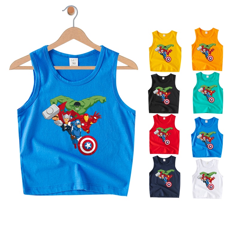 **พร้อมส่ง** Heroes เสื้อกล้าม ผ้าฝ้าย 100% ลายการ์ตูน 8 สี สําหรับเด็กผู้ชาย KA011
