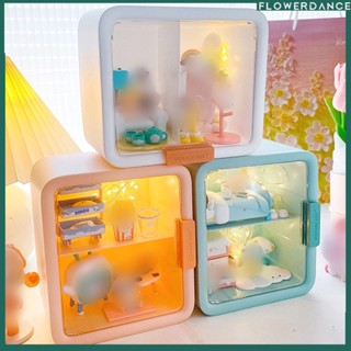 เหมาะสำหรับ Dimoo Home Display Box Bubble Mart Blind Box Hand-made Scene Storage Rack Cabinet Transparent Food Play Decoration Box flower