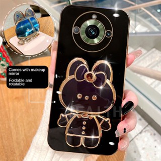 ขายดี เคสโทรศัพท์มือถือแบบนิ่ม ลายกระต่าย พร้อมกระจกขาตั้ง สําหรับ Realme 11 Pro Realme 11 Pro+ 2023 REALME11 Realme11Pro Plus