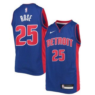 เสื้อกีฬาแขนสั้น ลายทีม NBA Detroit Pistons Derrick Rose Swingman Jersey 25 สําหรับผู้ชาย 247706