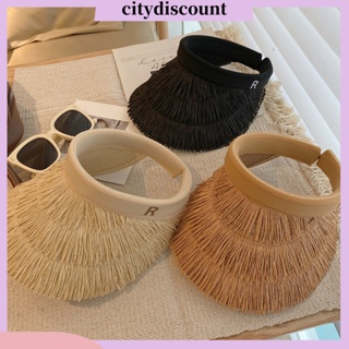 &lt;citydiscount&gt; หมวกฟางปีกกว้าง กันแดด เหมาะกับเดินชายหาด แฟชั่นฤดูร้อน สําหรับผู้หญิง