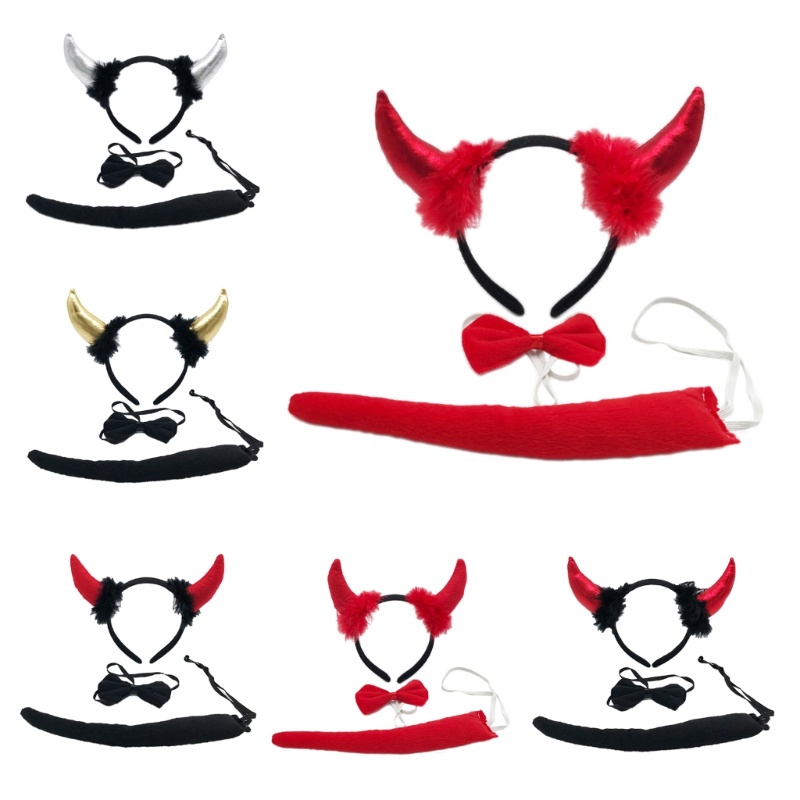 Cozy Devil Ears Devil Horns Demons Horns Devil Headband ฮาโลวีนอุปกรณ์เสริมสีแดงผู้หญิงสาว Devil ตลก