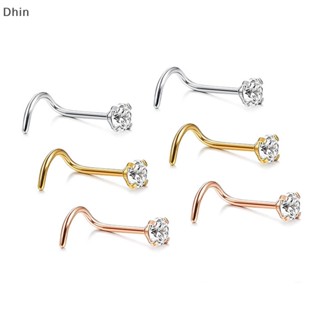 [Dhin] 1Pc Stainless Steel Crystal  Nose Ring Nose Stud Rings Body Jewelry Gift COD