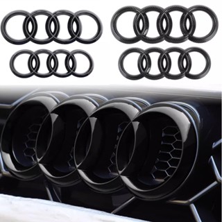 สติกเกอร์คาร์บอนไฟเบอร์ ABS สี่วงแหวน สีดํา สําหรับติดตกแต่งรถยนต์ Audi A1 A3 A4 A5 A6 A7 Q2 Q3 Q5 2 ชิ้น