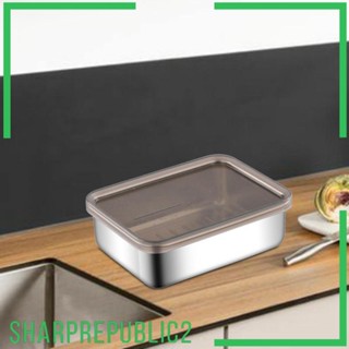 [Sharprepublic2] Stainless Steel Food Storage Container Rectangle Fridge Organizer Reusable Leakproof Bread Box Snack Prep Containers for Countertop, Picnic