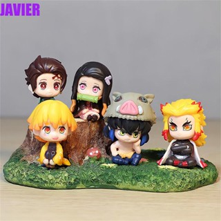 JAVIER ตุ๊กตาฟิกเกอร์ Demon Slayer Agatsuma Zenitsu Hashibira Inosuke Kimetsu No Yaiba สําหรับเก็บสะสม 5 ชิ้น ต่อชุด