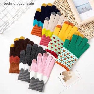 [technologyonsale] ถุงมือผ้าแคชเมียร์ถัก แบบเต็มนิ้ว แฟชั่นฤดูหนาว สไตล์บูติก สําหรับผู้หญิง