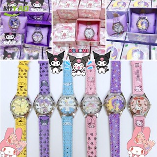 【ฟรีกล่อง】นาฬิกาข้อมือควอตซ์อิเล็กทรอนิกส์ ลายการ์ตูน Sanrio Kuromi Melody Cinnamoroll StellaLou สําหรับเด็กนักเรียนผู้ชาย ผู้หญิง