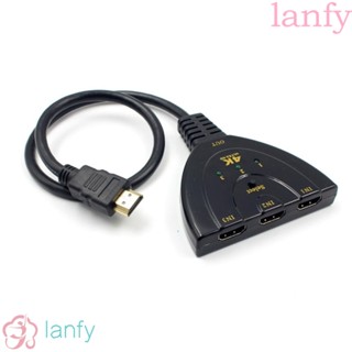 Lanfy สวิตช์ HDMI เข้า 3 ออก 1 HD 1080P Mini 3 พอร์ต HDMI เข้าได้กับโปรเจคเตอร์ ใช้พลังงานต่ํา 3 in 1 สําหรับคอมพิวเตอร์ PC