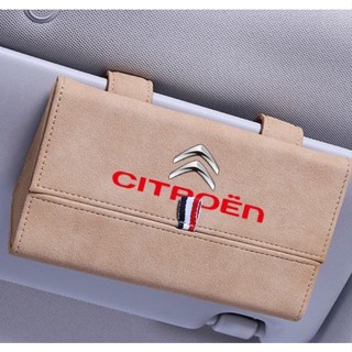 CITROEN LOGO Car Sunglasses Storage Alcantara Flip Glasses Case C5X C6 C2 C3-XR C5 C4 C3 Interior Sun Visor Business Card Holder/Card Storage Box