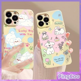 Pingcoo - เข้ากันได้สำหรับ เคส iphone 11 เคสไอโฟน เคสไอโฟน11 สำหรับ TPU เคสเยลลี่กันกระแทกเคสกล้องป้องกันกล้องสีเหลืองน่ารัก Love Puppy เข้ากันได้กับ iPhone 14 13 Pro max 12 Pro Max xr xs 7Plus 8Plus