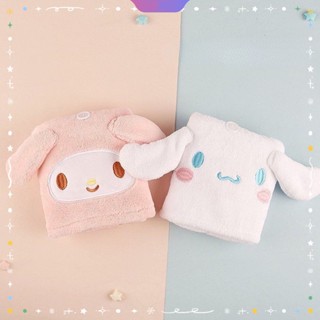 หมวกคลุมผม ผ้ากํามะหยี่ขนนิ่ม แบบแห้งเร็ว ลายการ์ตูน Sanrios Cinnamoroll My Melody สําหรับอาบน้ํา