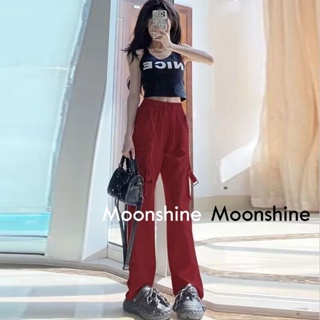 Moon  กางเกงขายาว คาร์โก้ กางเกง เชือกอเมริกันคลาสิค Cargo pants 2023 NEW Jl1520 ทันสมัย ทันสมัย สบาย สไตล์เกาหลี A20M07H 36Z230909