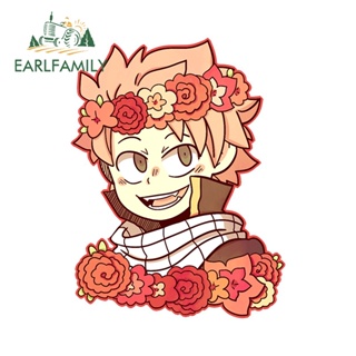 Earlfamily สติกเกอร์ กันน้ํา กันรอยขีดข่วน ลายอนิเมะ Fairy Tail Natsu Assessoires 13 ซม. x 9.8 ซม. สําหรับตกแต่งกระจกรถยนต์