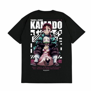 S-5XL เสื้อยืดแขนสั้นSakazuki เสื้อยืด ลายการ์ตูนอนิเมะ Demon Slayer TANJIRO X NEZUKO KAMADO Series-A 0074S-5XL