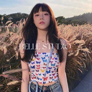 BELLE STUDIO เสื้อกั๊กผู้หญิง
พิมพ์ผีเสื้อสี
ins ลมห่อหุ้มหน้าอกด้านบน BEL003