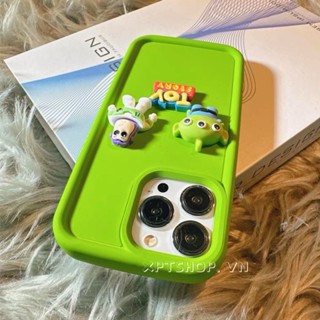 เคสโทรศัพท์มือถือแบบนิ่ม กันกระแทก ลายเอเลี่ยน Toy Story Buzz Lightyear สีเขียว สําหรับ iPhone 14 13 12 11 Pro Max XR IX