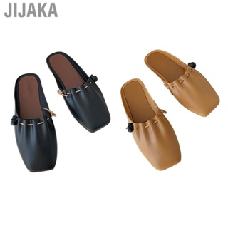 Jijaka Women Baotou Slippers Closed Toed Sandals Casual  Slip Flat Shoes for Outdoor