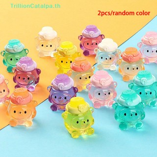 Trillioncatalpa แก้วน้ําเรซิ่น รูปหมีจําลอง ขนาดเล็ก DIY สําหรับตกแต่งเคสโทรศัพท์ 2 ชิ้น