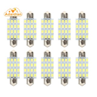 หลอดไฟ Torpedo LED SMD 3528 42 มม. 16 หลอด สีขาว สําหรับรถยนต์ 10 ชิ้น