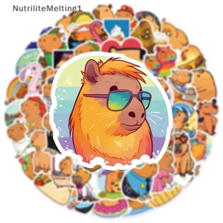 [NutriliteMelting1] สติกเกอร์ ลายการ์ตูน Capybara สําหรับตกแต่งโทรศัพท์มือถือ โน้ตบุ๊ก กระเป๋าเดินทาง แล็ปท็อป ตู้เย็น DIY 50 ชิ้น [TH]