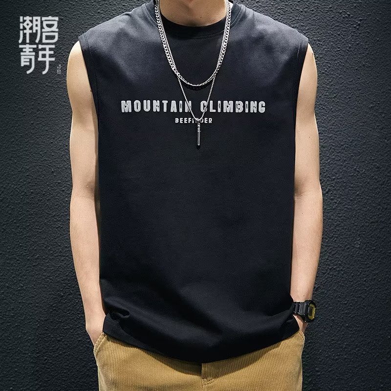 เสื้อยืดแขนกุด ผ้าฝ้ายแท้ ทรงหลวม เหมาะกับใส่ออกกําลังกาย สําหรับผู้ชาย