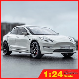 Klt โมเดลรถยนต์จําลอง สเกล 1:24 Tesla 3 โลหะผสม ของเล่นสําหรับเด็กผู้ชาย