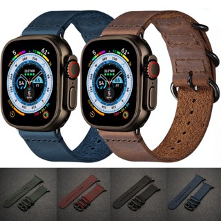 สายนาฬิกาข้อมือหนัง สําหรับ iwatch 7 Crazy Horse iwatch 45 มม. 41 มม. 38 มม. 40 มม. 44 มม. 42 มม. 8 7 6 se 5 4 3 2 1