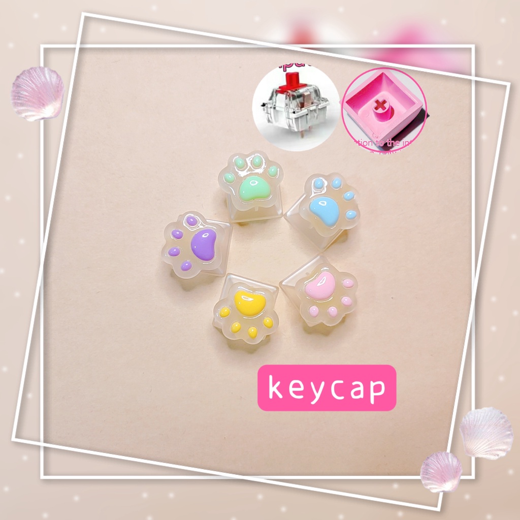 พร้อมส่ง ปุ่มกดคีย์บอร์ด แบบโปร่งแสง รูปกรงเล็บแมวน่ารัก สีชมพู สําหรับคีย์บอร์ด Mechanical C8AJ 1 ชิ้น