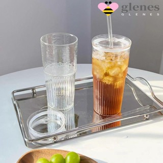 Glenes แก้วกาแฟ แบบใส ทนความร้อน พร้อมฝาปิด ความจุขนาดใหญ่