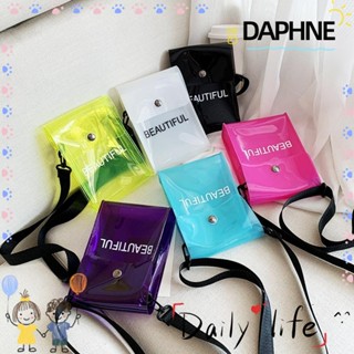 Daphne กระเป๋าสะพายไหล่ กระเป๋าเมสเซนเจอร์ ขนาดเล็ก พิมพ์ลายตัวอักษร สีโปร่งใส