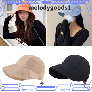 Melodygoods1 หมวกบักเก็ต ผู้ชาย ผู้หญิง แบบพกพา ปีกกว้าง ปรับได้ หมวกกันแดด