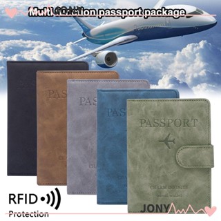 Jy1 RFID ธุรกิจ ปกหนังสือเดินทาง ผู้หญิง ผู้ชาย หัวเข็มขัด หนัง PU กระเป๋าสตางค์