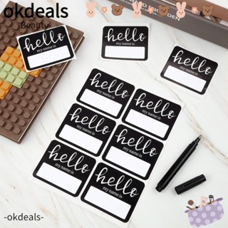 Okdeals สติกเกอร์ฉลาก ลาย Hello My Name is สีดํา สําหรับติดตกแต่งห้องเรียน บ้าน 240 ชิ้น