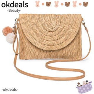 OKDEALS กระเป๋าถือ แบบสาน แฮนด์เมด เหมาะกับการเดินทาง สําหรับผู้หญิง