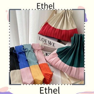 Ethel1 กระเป๋าผ้าขนสัตว์ จีบรอบ ทรงโท้ท แฟชั่นสําหรับผู้หญิง