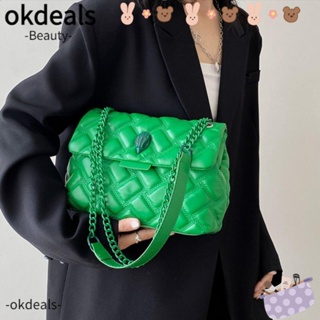 Okdeals กระเป๋าสะพายไหล่ สะพายข้าง หนัง Pu ทรงสี่เหลี่ยม ขนาดเล็ก จุของได้เยอะ สีพื้น แฟชั่นสําหรับสตรี