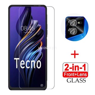 2 in 1 ฟิล์มกระจกนิรภัยกันรอยหน้าจอกล้อง 9H สําหรับ Tecno Pova 5 Tecno Spark 10 Pro 10c 6 Go 2023 Pova 5 4 Pro 3 Neo 2 Camon 19 Pro