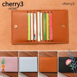 Cherry3 กระเป๋าใส่บัตรประจําตัว บัตรประจําตัว หนัง PU แบบบางพิเศษ บางพิเศษ กันแม่เหล็ก เรียบง่าย สําหรับบัตรรถบัส