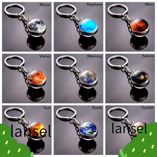 LANSEL Solar System Keychain Women Chain Pendant Glass Dome Galaxy Ball