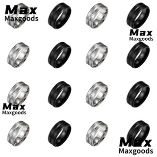 MAXG แหวนเหล็กไทเทเนียม 8 มม. สีเงิน เครื่องประดับแฟชั่น