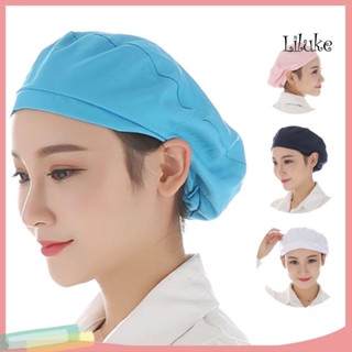 Lk-- หมวกเชฟ สีพื้น อเนกประสงค์ ระบายอากาศ กันฝุ่น ห้องครัว ร้านอาหาร เบเกอรี่ หมวกเชฟ สําหรับผู้หญิง ผู้ชาย