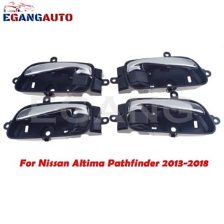 มือจับประตูภายในรถยนต์ โครเมี่ยม ซ้าย ขวา สีดํา สําหรับ 2013-2017 Nissan Altima Pathfinder Titan 4 ชิ้น