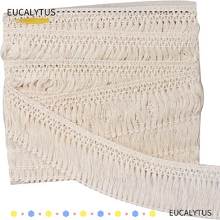 EUTUS ผ้าปูโต๊ะ ผ้าฝ้าย แต่งพู่ลูกไม้ สีเบจ สําหรับริบบิ้น