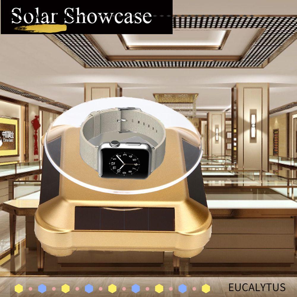 Eutus ใหม่ ตู้โชว์เครื่องประดับ พลังงานแสงอาทิตย์ 360° แท่นวางนาฬิกาข้อมือ หมุนอัตโนมัติ